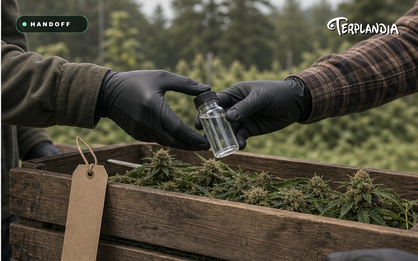 Clear CDT sample handoff with batch documentation for California cannabis brand sourcing.