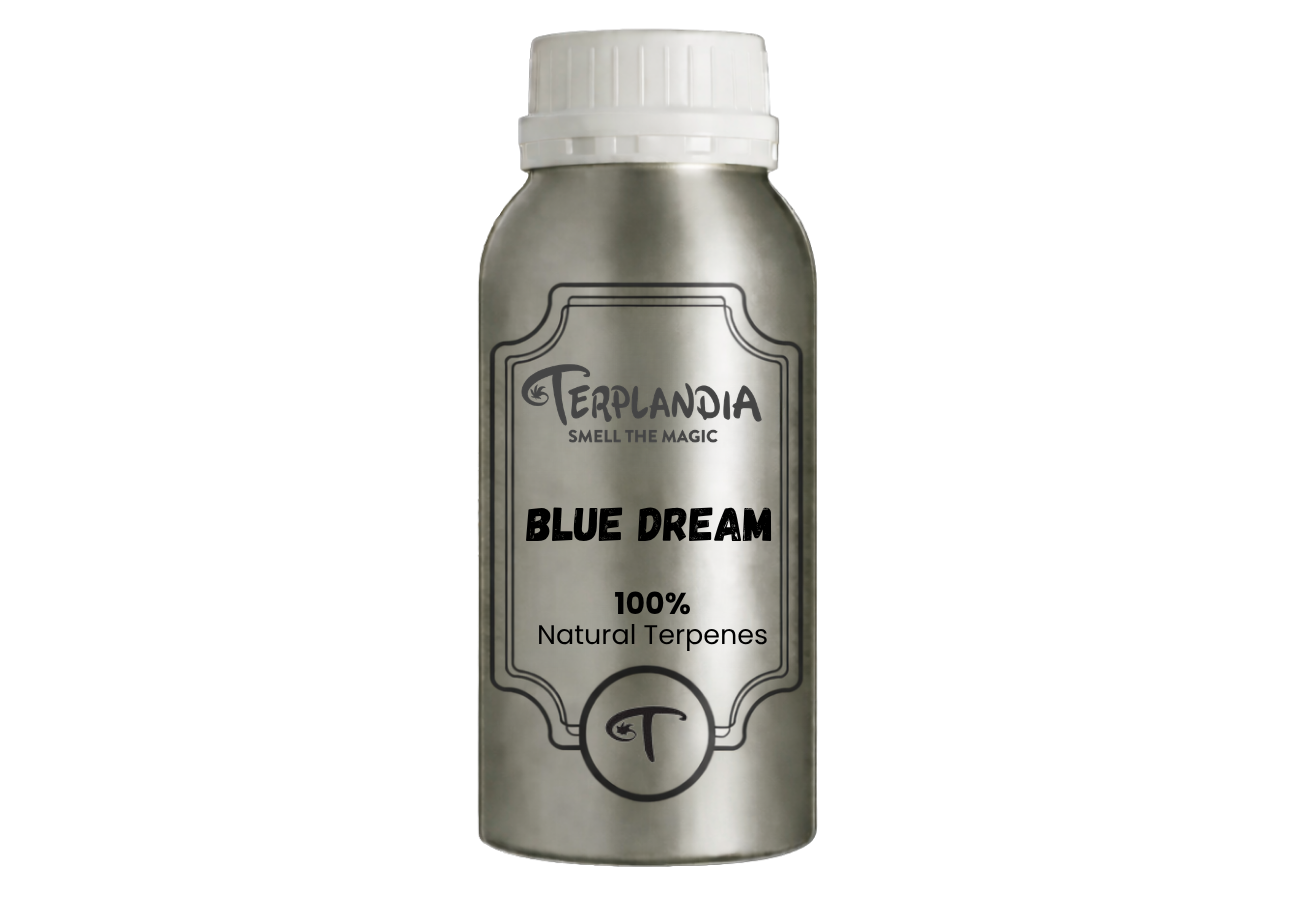 Official Blue Dream Terpenes product bottle for a vape cart formulation CTA.