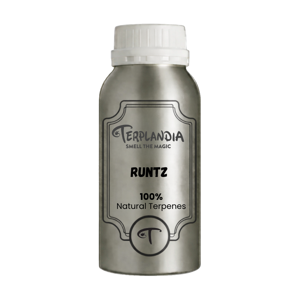 Official Runtz Terpenes product bottle for Terplandia sample CTA.