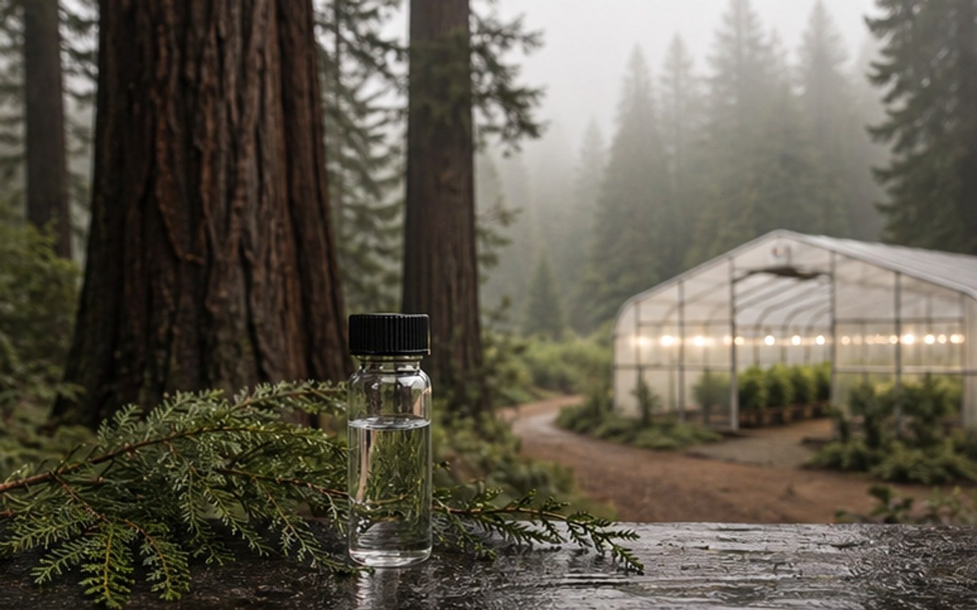 Water-clear Lemon Cherry Gelato terpene sample staged with clean documentation and source-proof cues.